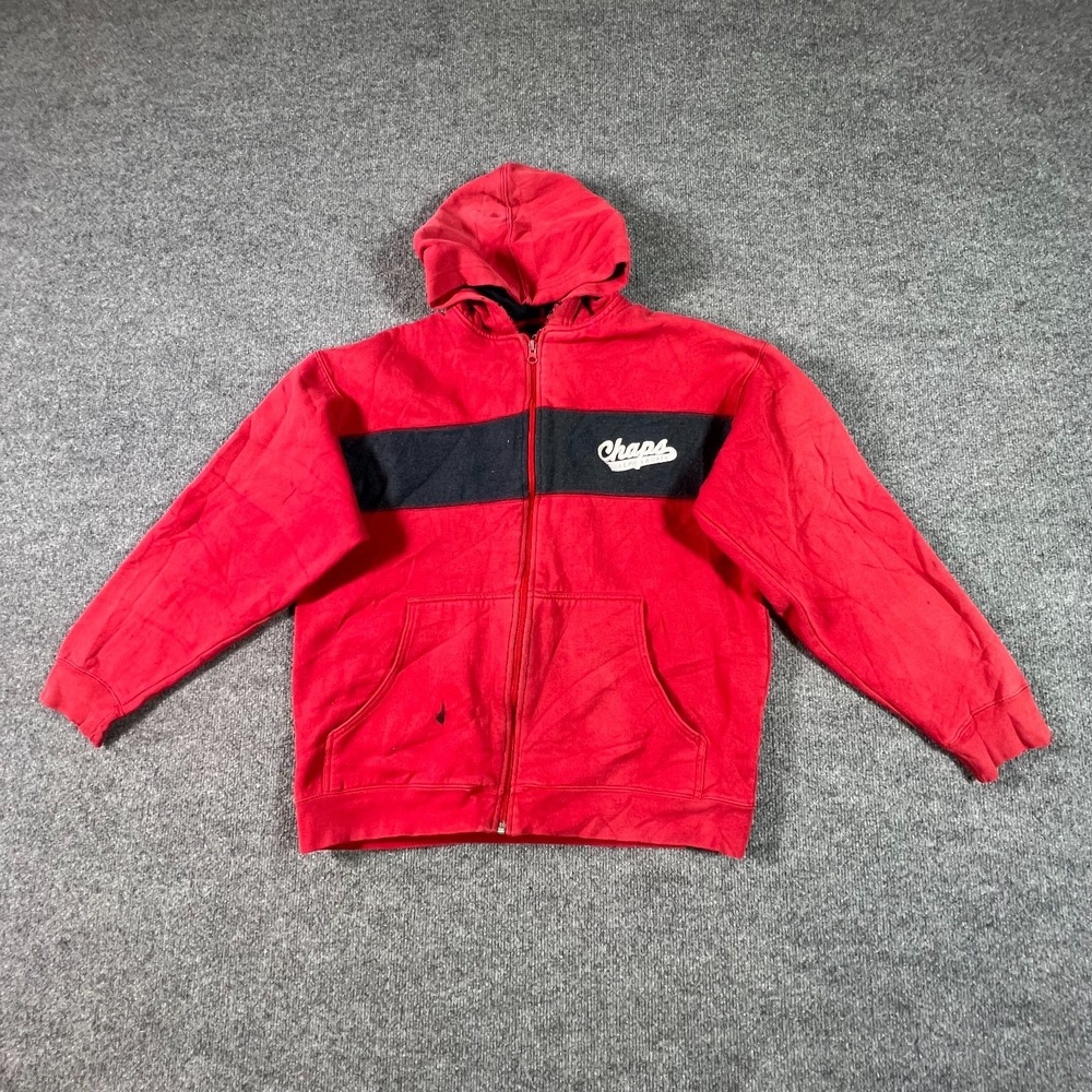 Vintage Chaps Ralph Lauren Hoodie Mens Medium Red Fleece Full Zip Hooded Skater